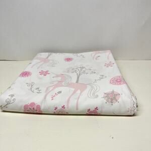 Pottery Barn Kids Paige Pink Unicorn Top Flat Sheet ONLY Size Twin
